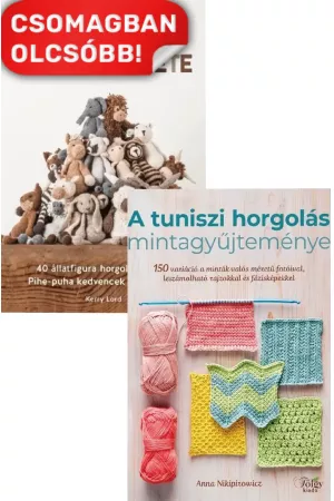 A tuniszi horgolás mintagyűjteménye - 150 variáció a minták valós méretű fotóival, leszámolható rajzokkal és fázisképekkel + Edward állatsereglete /40 állatfigura horgolásmintája. pihe-puha kedvencek 