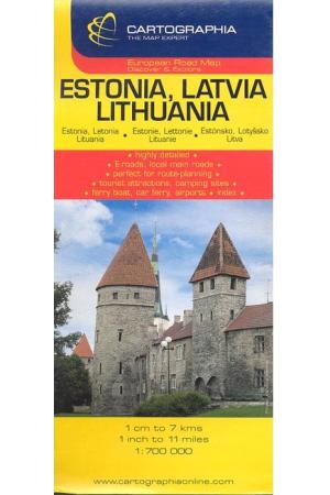 Észtország, Lettország, Litvánia térkép (1:700 000) /Európai autótérképek